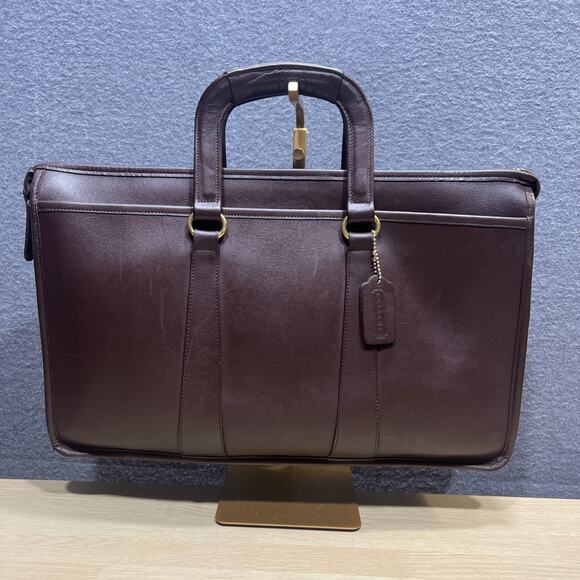 Vintage Coach #5282 Embassy Briefcase Brown Made in USA Leather Brass Zipper - Picture 1 of 16